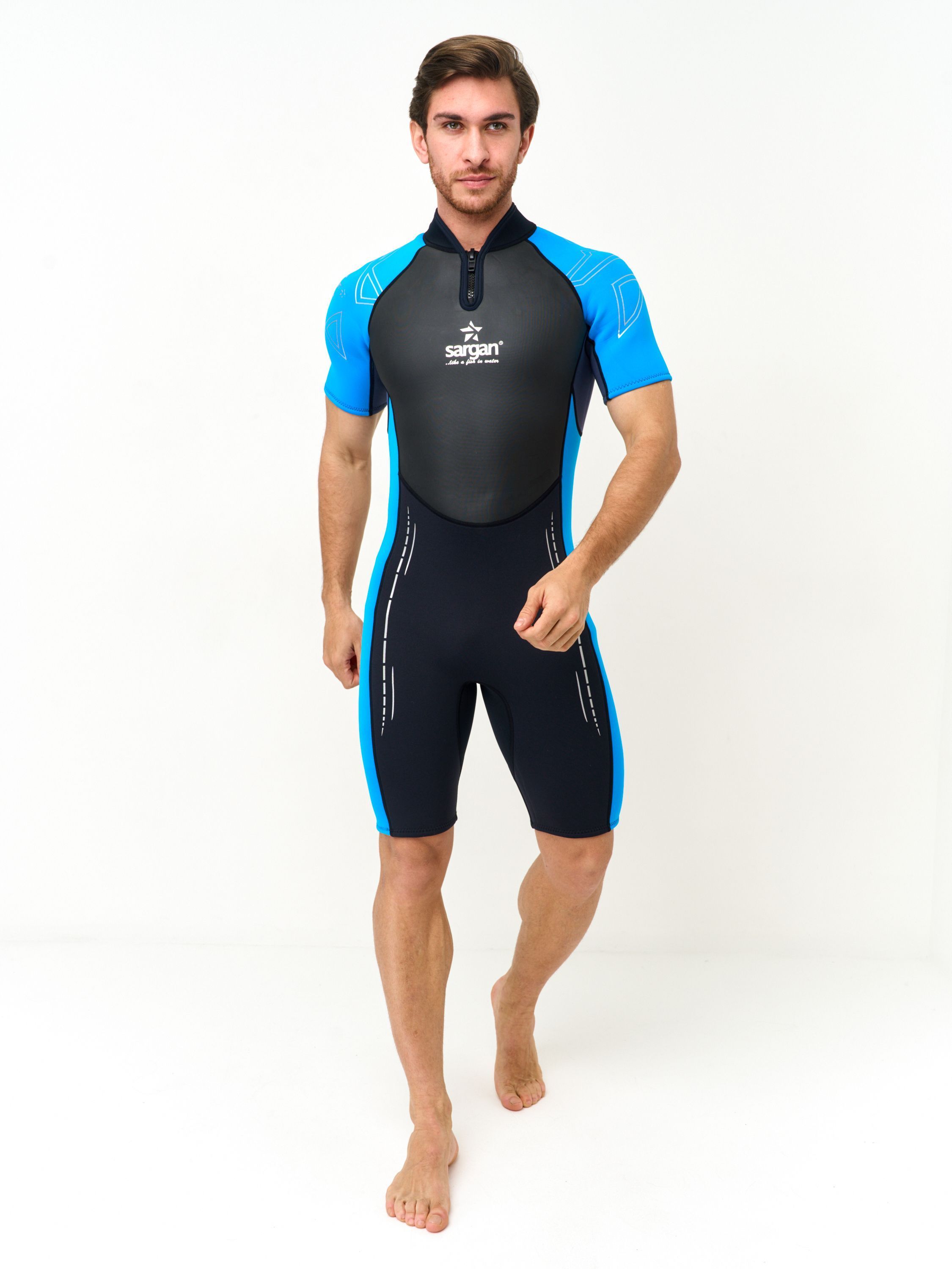 Гидрокостюм "NERO 2.0" Shorty men 3 mm черный/св.синий