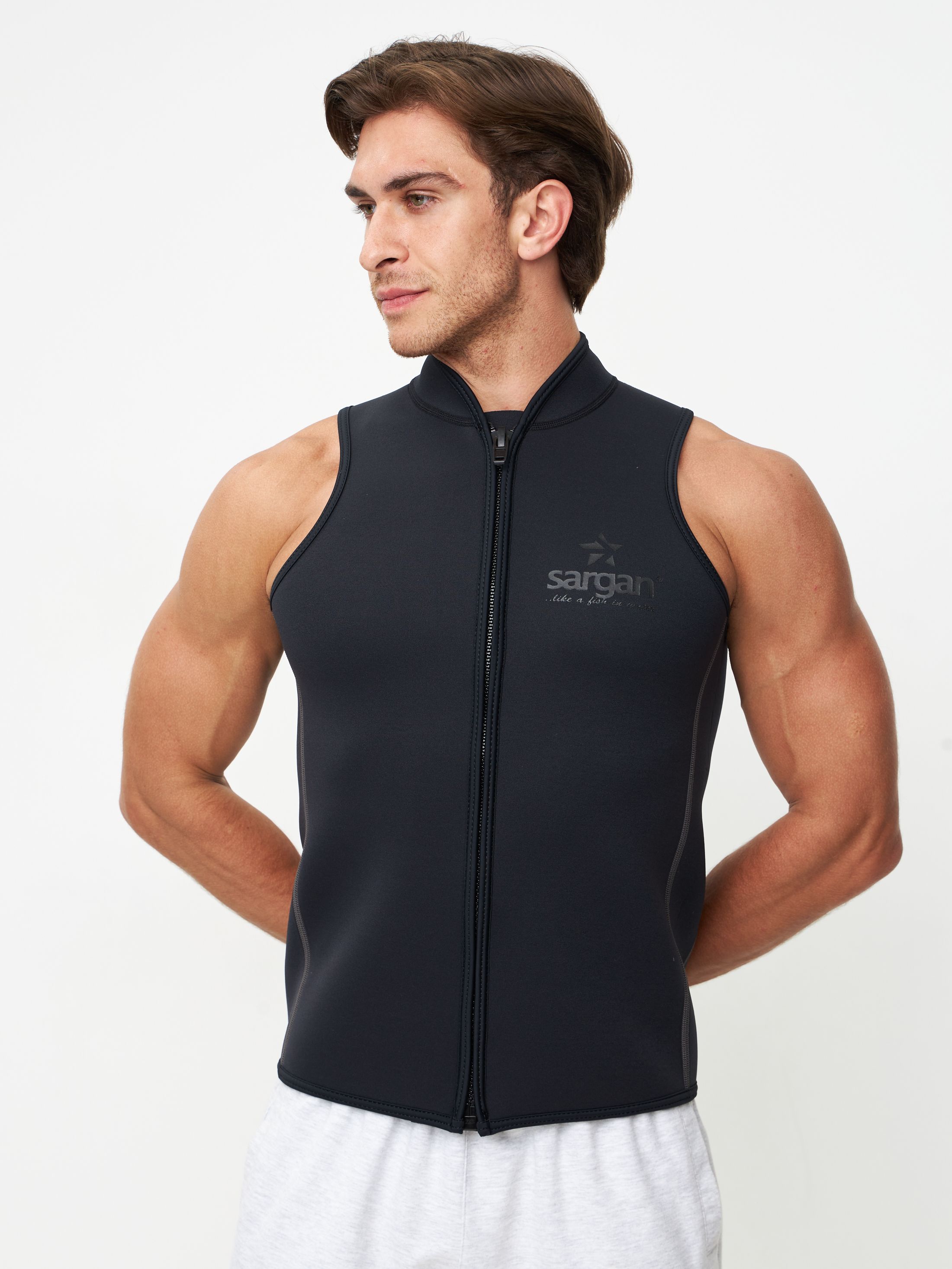 Жилет на молнии SARGAN "BLACK KING" Men, неопрен 2мм, черный