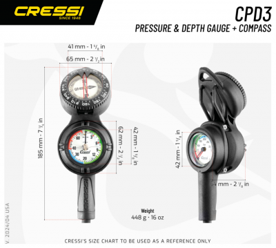 Консоль 3-х приборная (манометр+ глубиномер+ компас) Cressi