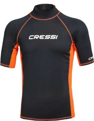 Футболка из лайкры с коротким рукавом RASH GUARD муж. черно-оранжевая Cressi