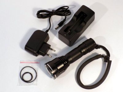 Фонарь подводный "ГРИФ" 600 люмен (широкоугольный), алюминиевый корпус, аккумуляторный  SARGAN