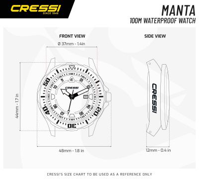 Часы Cressi MANTA WATCH 100m с браслетом из нерж.стали, серебристый