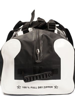 Гермо-Сумка-Рюкзак САРГАН "ПРОГРЕССОР 110.0" Герметичная молния 100%, вкладыш, черный-белый, 110л
