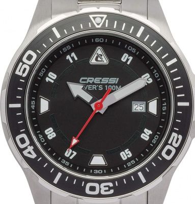 Часы Cressi MANTA WATCH 100m с браслетом из нерж.стали, серебристый