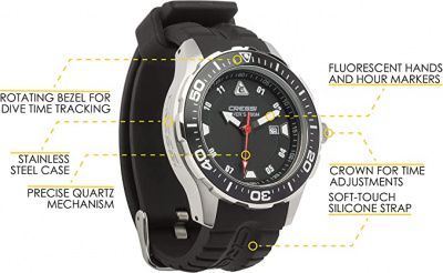 Часы Cressi MANTA WATCH 100m BLACK BLACK SILVER CASE