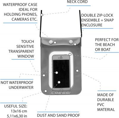 Чехол влагозащитный для телефона CRESSI PROTECTIVE PHONE CASE Cressi