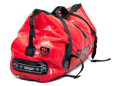 Гермо-сумка САРГАН "КАПЛЯ", 100% герметичный вход, длина 90 см  объем 95 л. красная