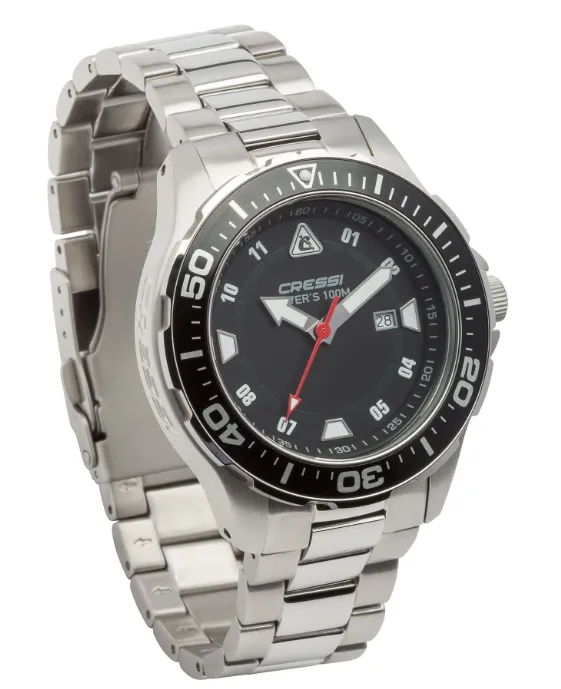 Часы Cressi MANTA WATCH 100m с браслетом из нерж.стали, серебристый