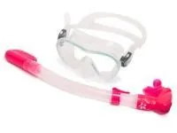 Комплект Сарган Агидель прозрачный-розовый  (маска+трубка)