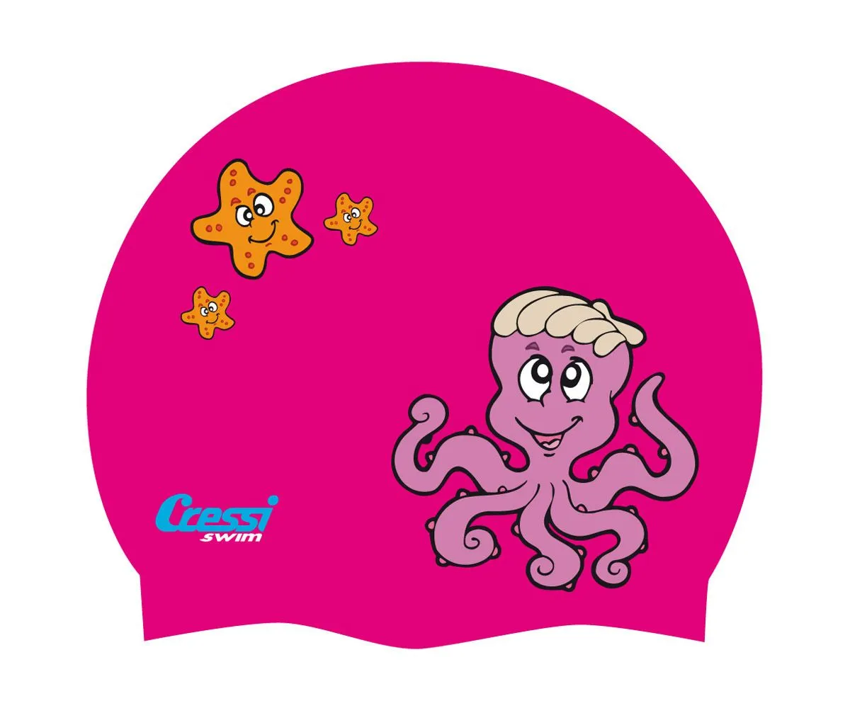 Шапочка CAP JR детская силиконовая, цвет розовая с картинками Cressi