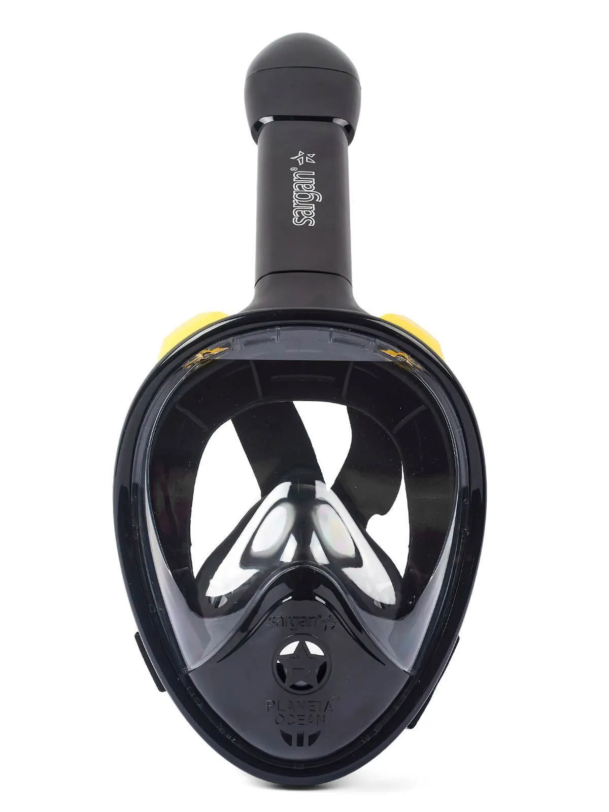 Маска полнолицевая САРГАН "ПЛАНЕТА ОКЕАН 2.0"  цвет черный/черный/желтый Sargan