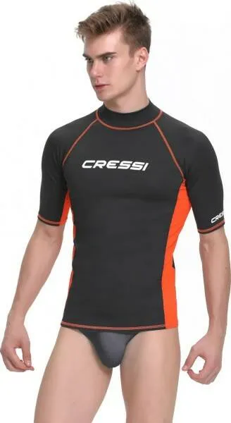 Футболка из лайкры с коротким рукавом RASH GUARD муж. черно-оранжевая Cressi